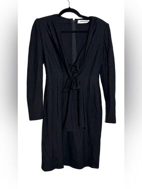 vintage Sonia Rykiel black tie-waist long-sleeve dress Wool Black 42